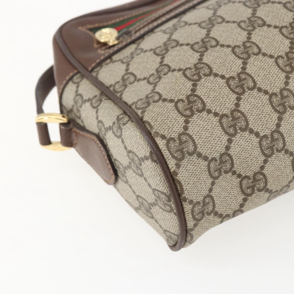 GUCCI GG Supreme Web Sherry Line Bag PVC Beige Gold 001 113 6165 Auth 157072