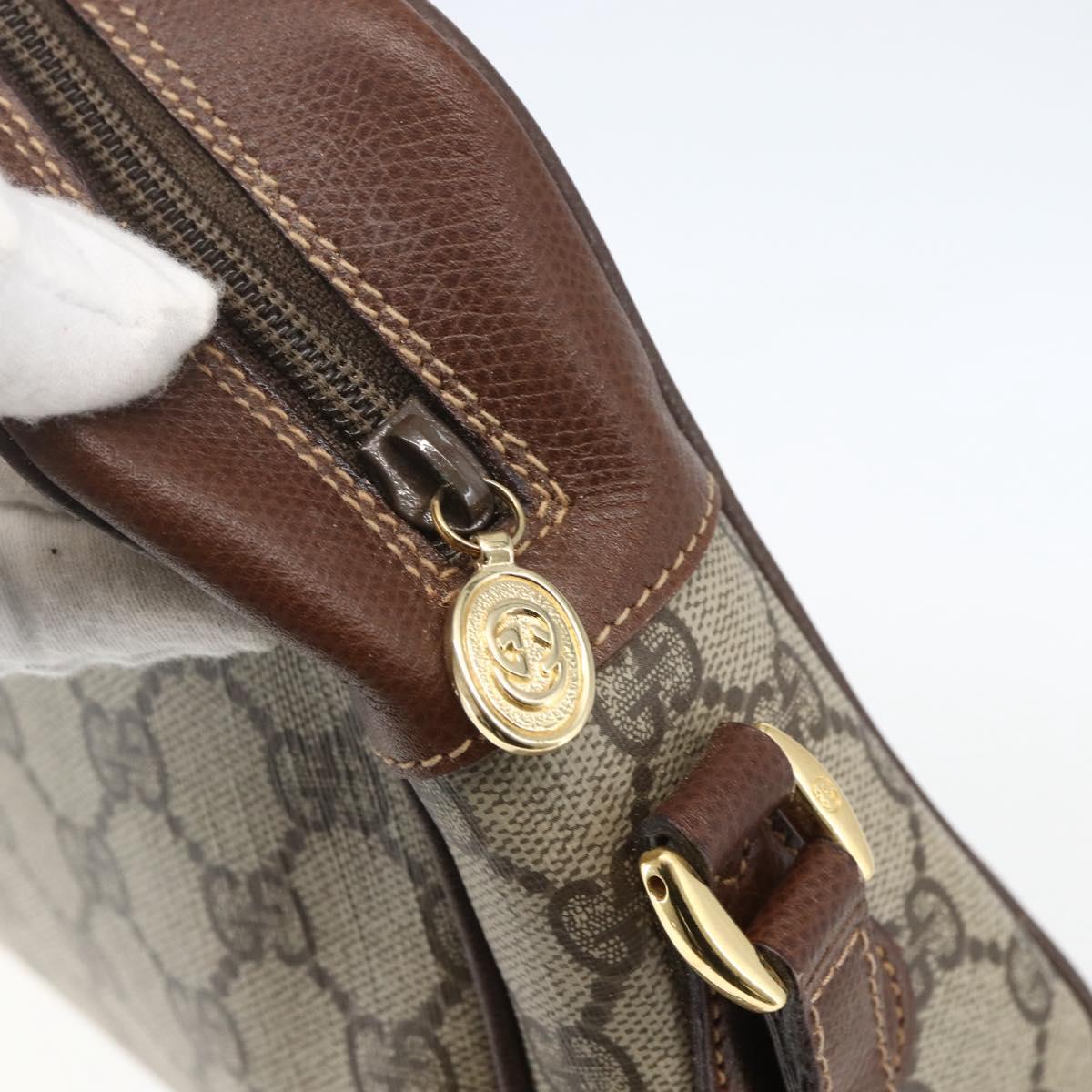 GUCCI GG Supreme Web Sherry Line Bag PVC Beige Gold 001 113 6165 Auth 157072