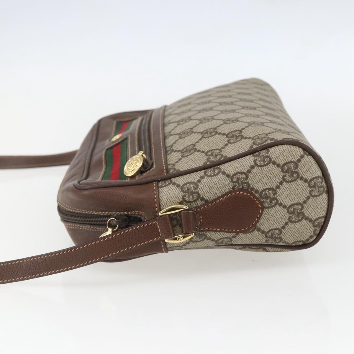 GUCCI GG Supreme Web Sherry Line Bag PVC Beige Gold 001 113 6165 Auth 157072