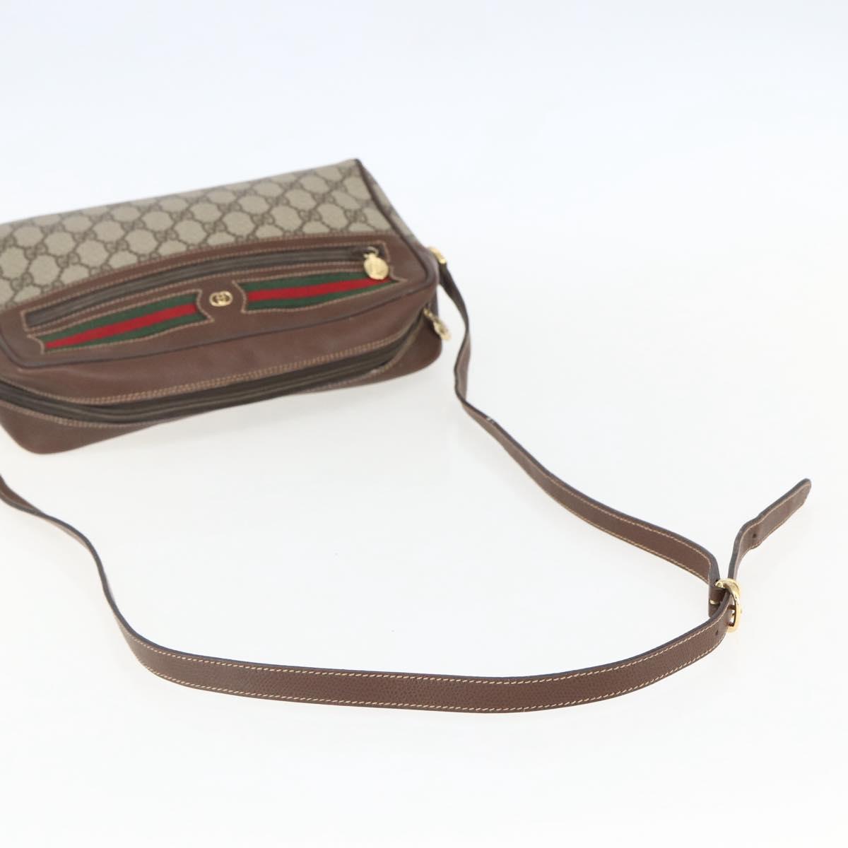 GUCCI GG Supreme Web Sherry Line Bag PVC Beige Gold 001 113 6165 Auth 157072