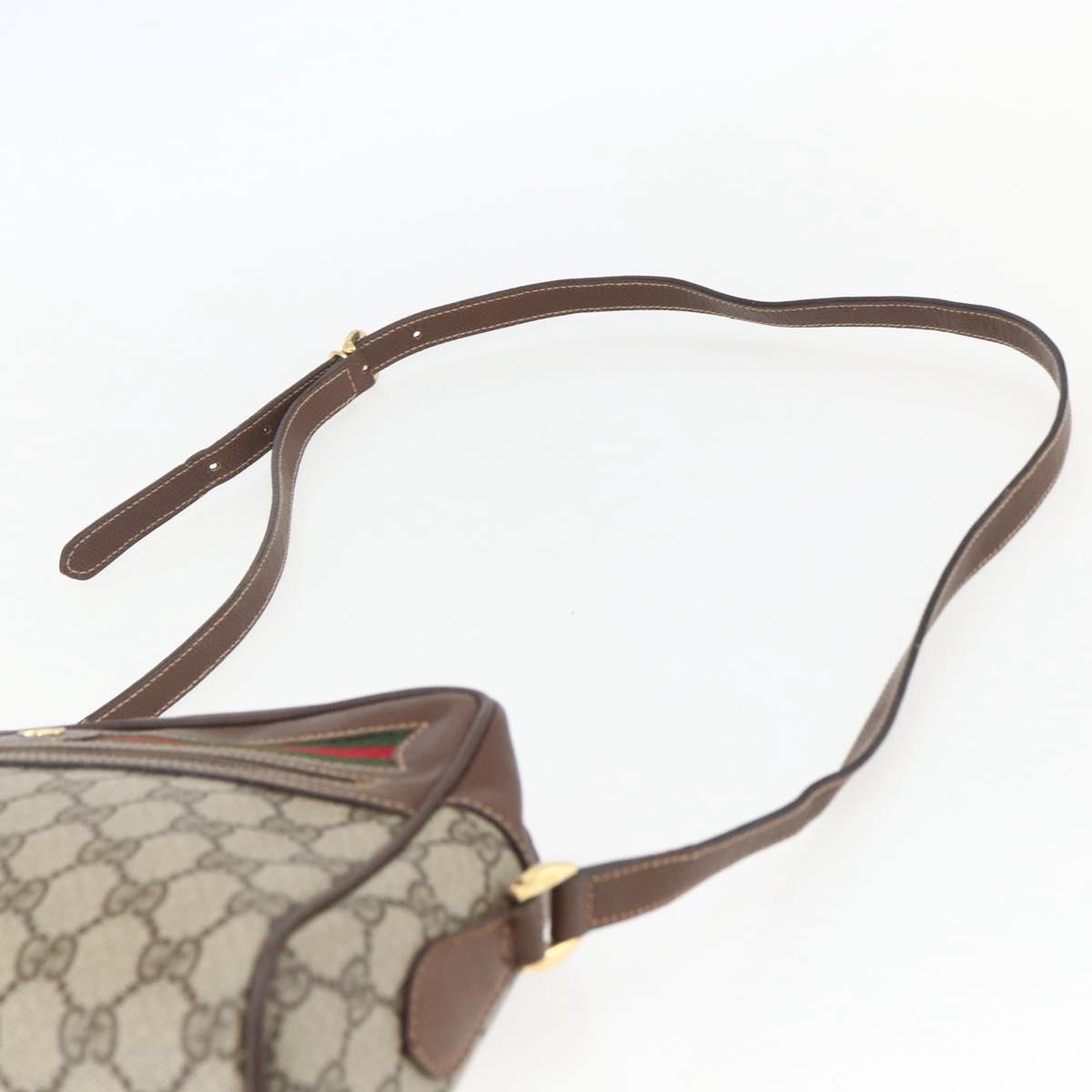 GUCCI GG Supreme Web Sherry Line Bag PVC Beige Gold 001 113 6165 Auth 157072