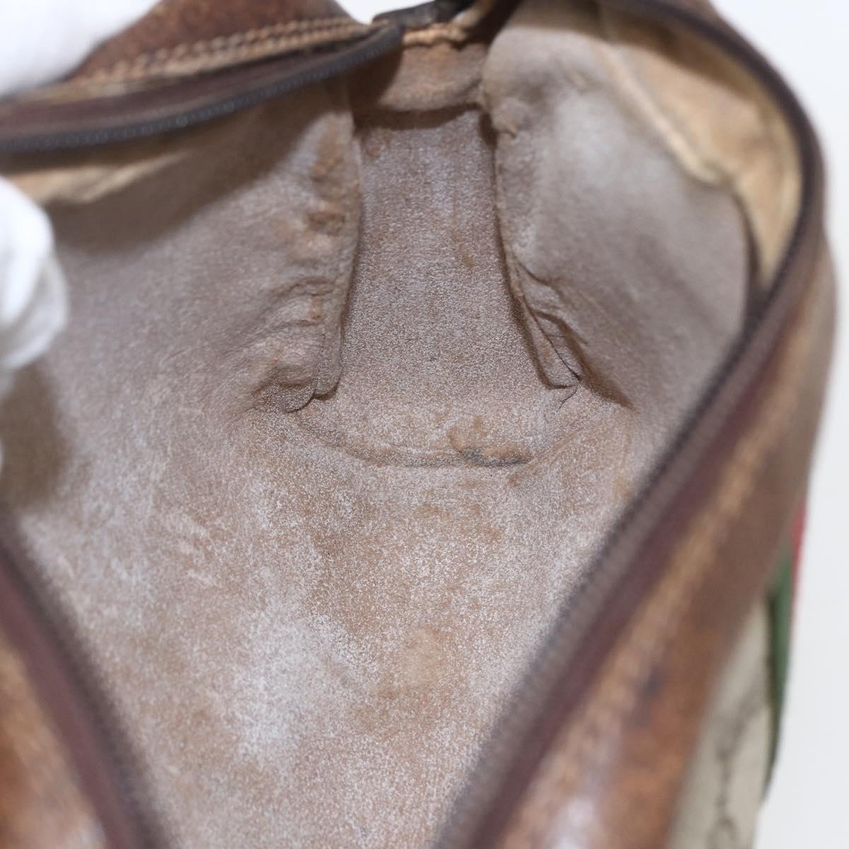 GUCCI GG Supreme Web Sherry Line Bag PVC Beige Gold 98 69 014 3553 Auth 157073