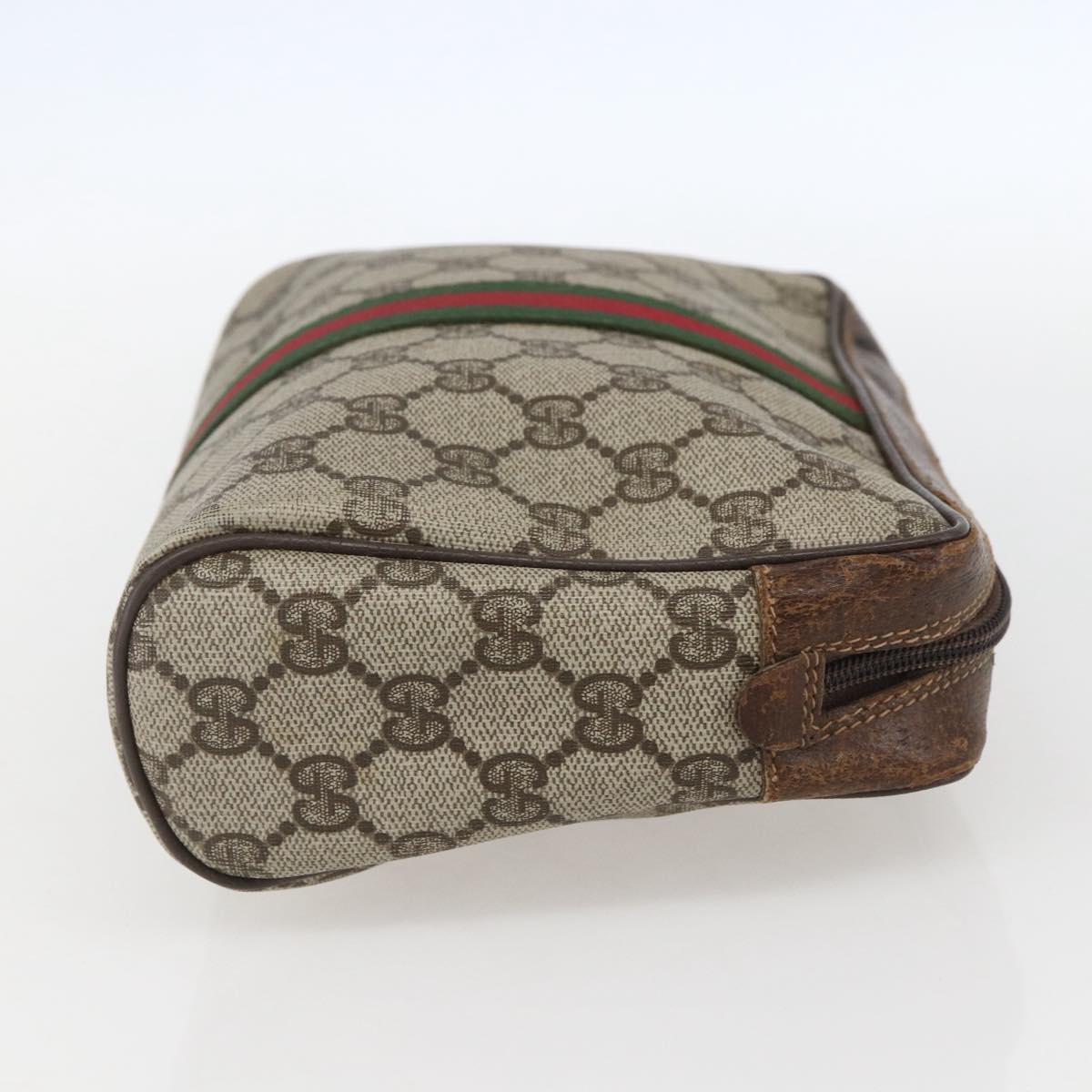 GUCCI GG Supreme Web Sherry Line Bag PVC Beige Gold 98 69 014 3553 Auth 157073