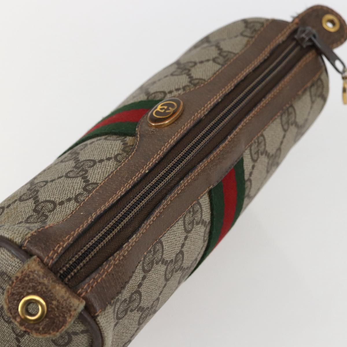 GUCCI GG Supreme Web Sherry Line Bag PVC Beige Gold 98 69 014 3553 Auth 157074