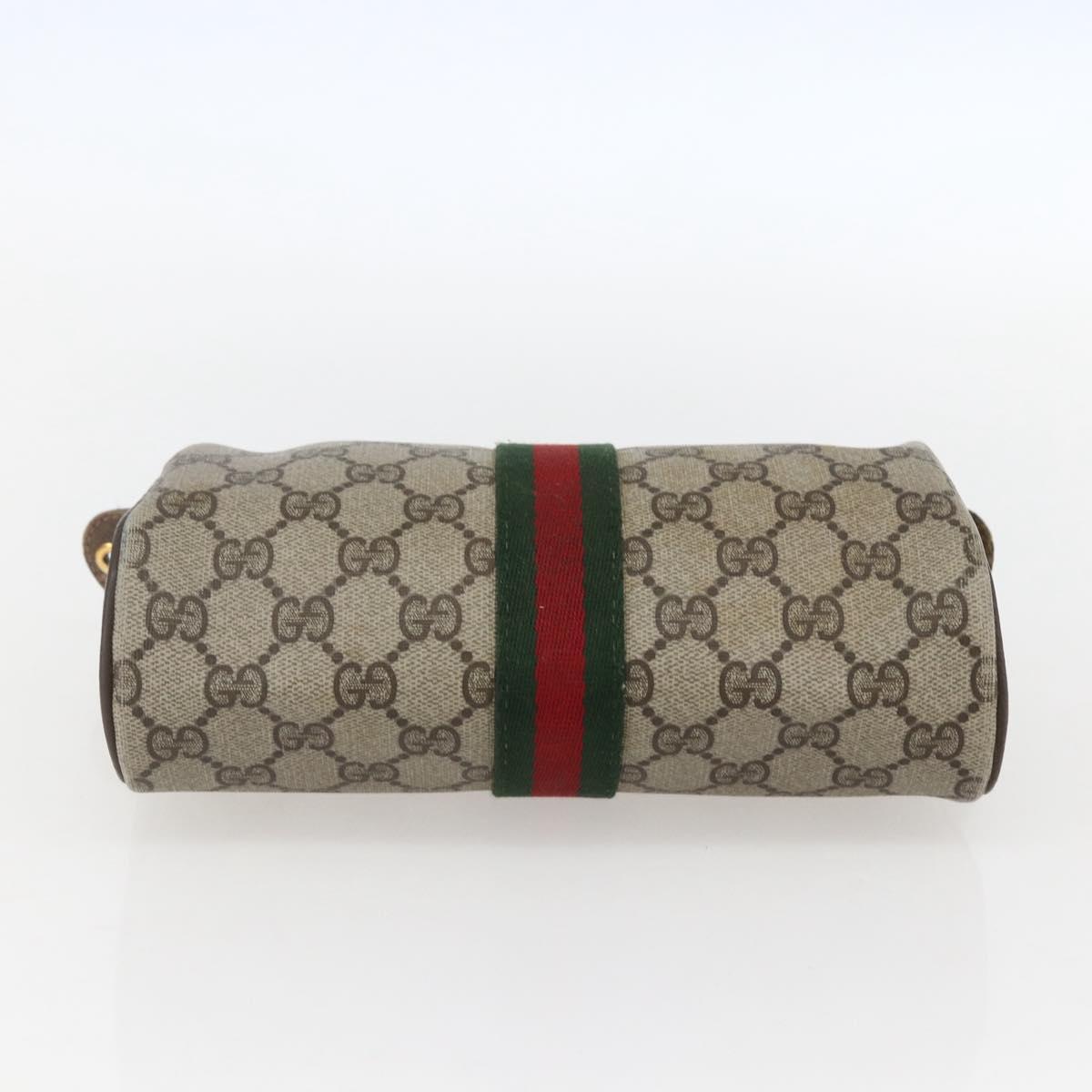 GUCCI GG Supreme Web Sherry Line Bag PVC Beige Gold 98 69 014 3553 Auth 157074