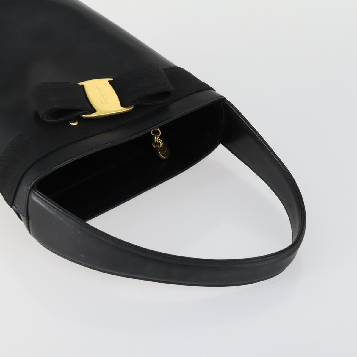Salvatore Ferragamo Gancini Vala Hand Bag Leather 3 Set Black Auth 157075