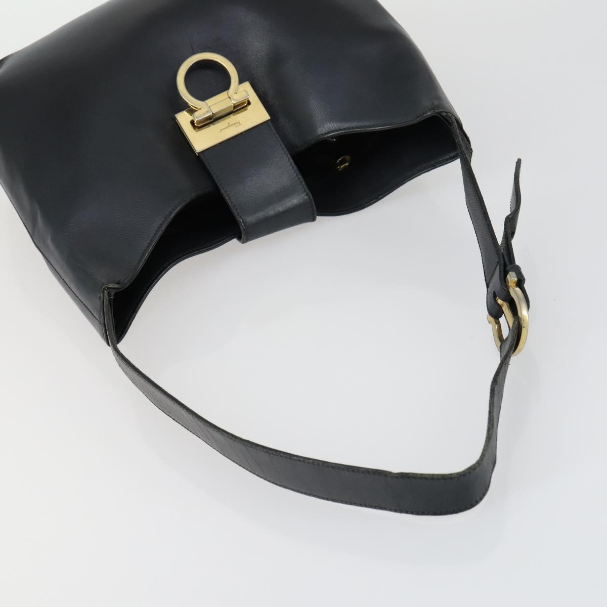 Salvatore Ferragamo Gancini Vala Hand Bag Leather 3 Set Black Auth 157075