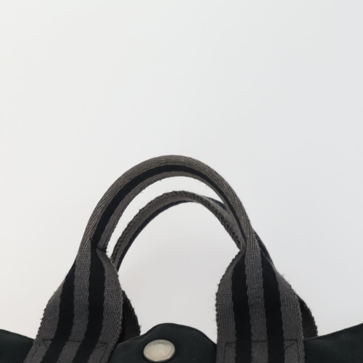 HERMES Fourre ToutPM Hand Bag Canvas 2 Set Black Auth 157076