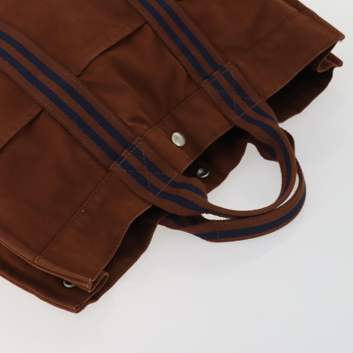 HERMES Brown Fourre Tout Hand Bag Canvas 4 Set Black Navy gray Auth 157079