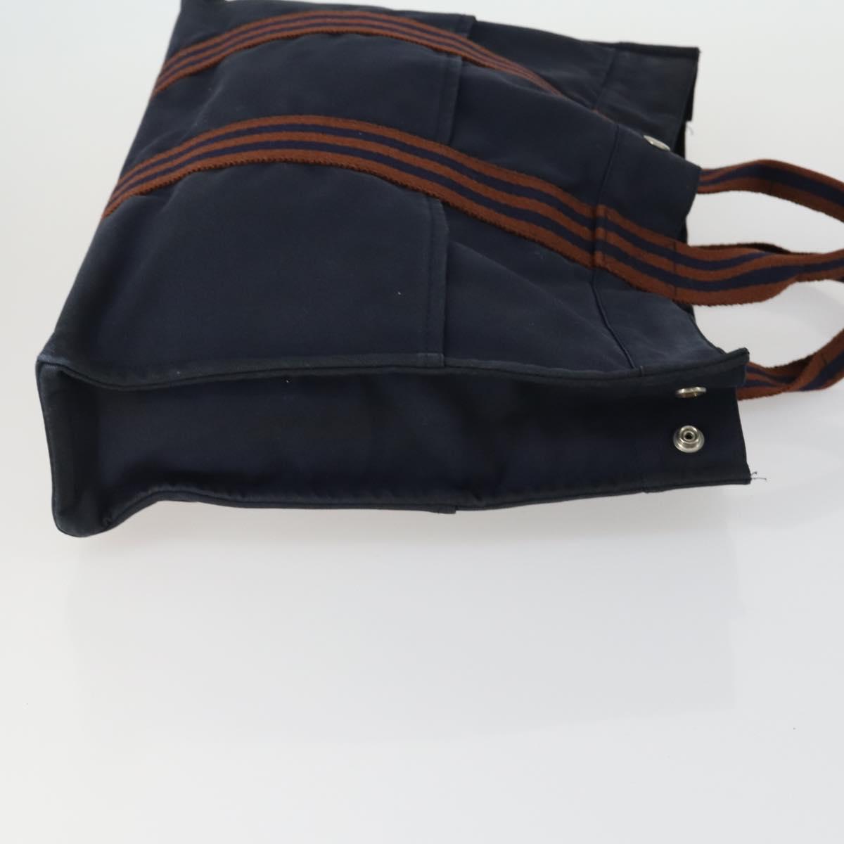 HERMES Brown Fourre Tout Hand Bag Canvas 4 Set Black Navy gray Auth 157079