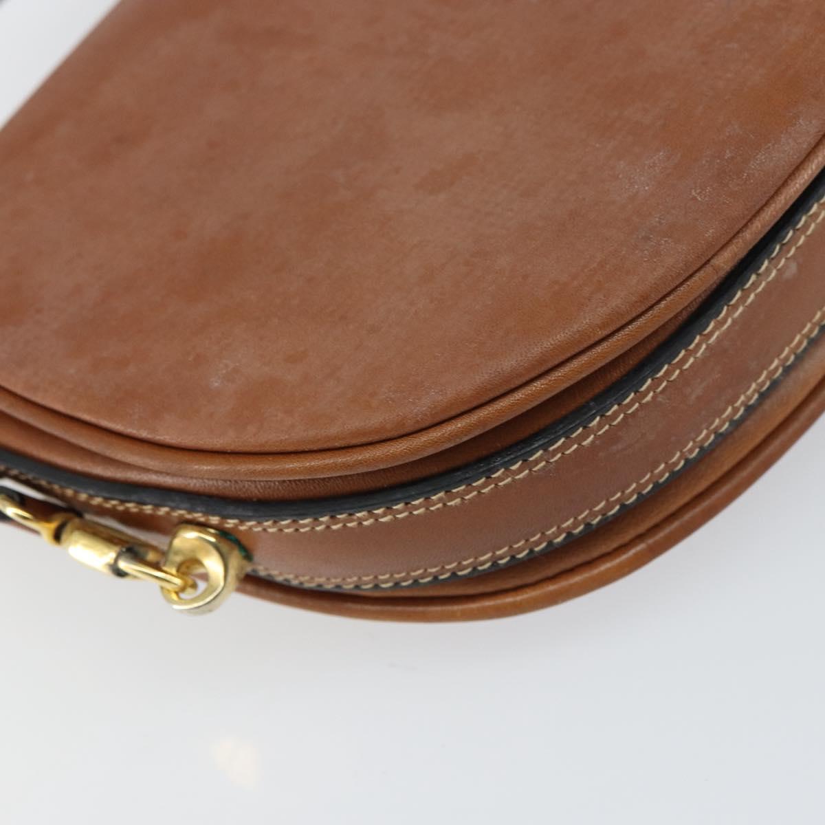 BALLY Shoulder Bag Leather Brown Gold Auth 157101