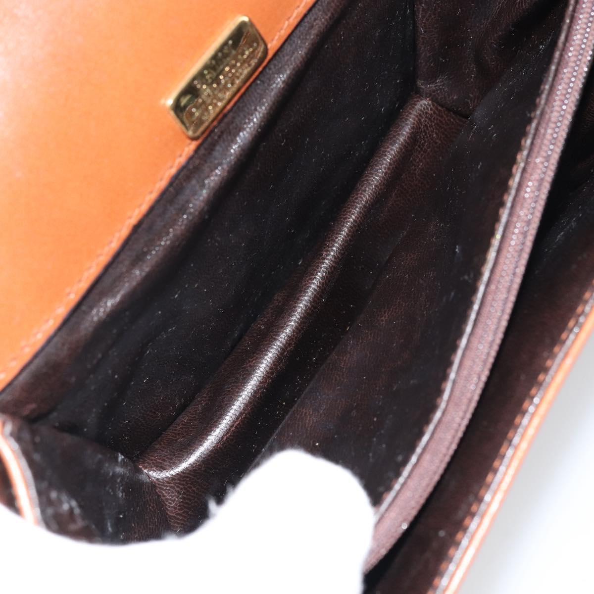 BALLY Shoulder Bag Leather Brown Gold Auth 157101