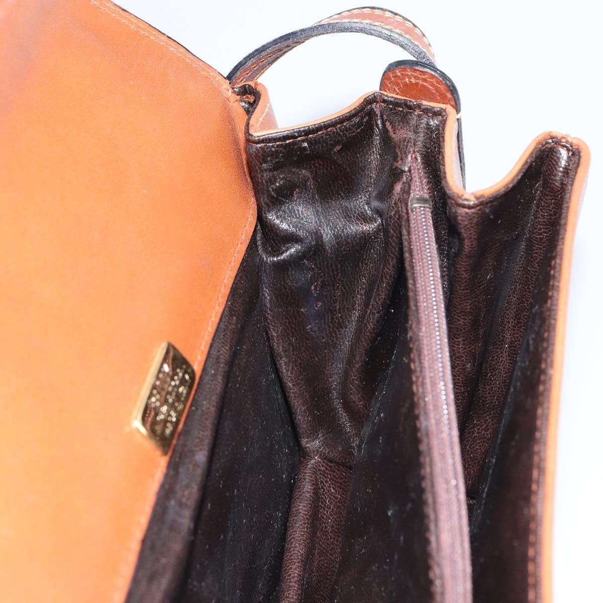 BALLY Shoulder Bag Leather Brown Gold Auth 157101