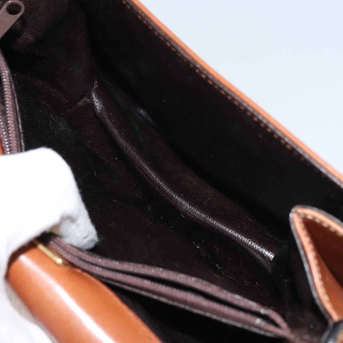 BALLY Shoulder Bag Leather Brown Gold Auth 157101