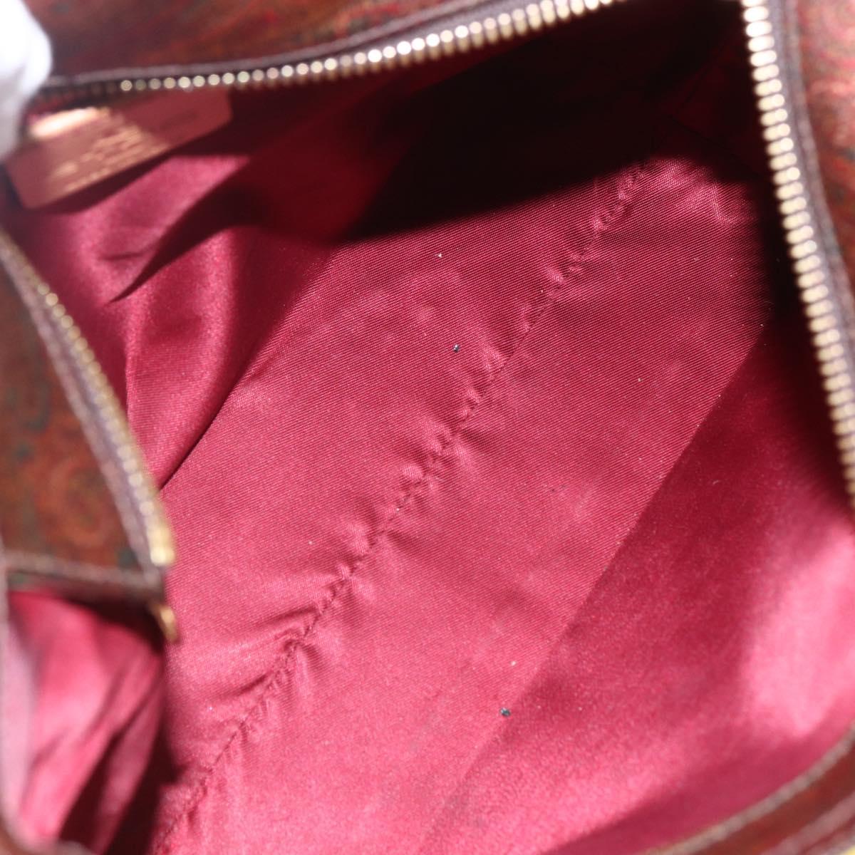 ETRO Paisley Hand Bag PVC Leather Brown Gold Auth 157103