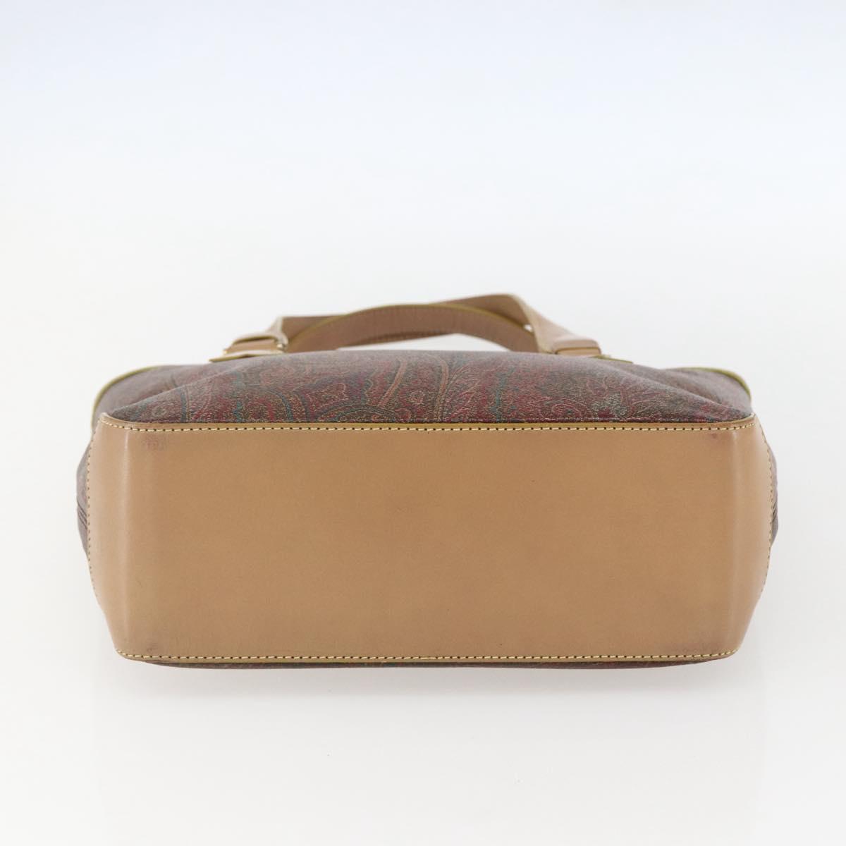 ETRO Paisley Hand Bag PVC Leather Brown Gold Auth 157103