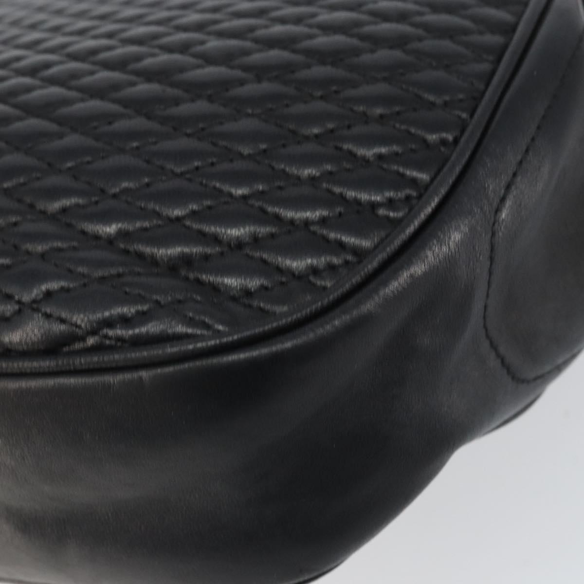 BALLY Chain Shoulder Bag Leather Black Gold Auth 157106