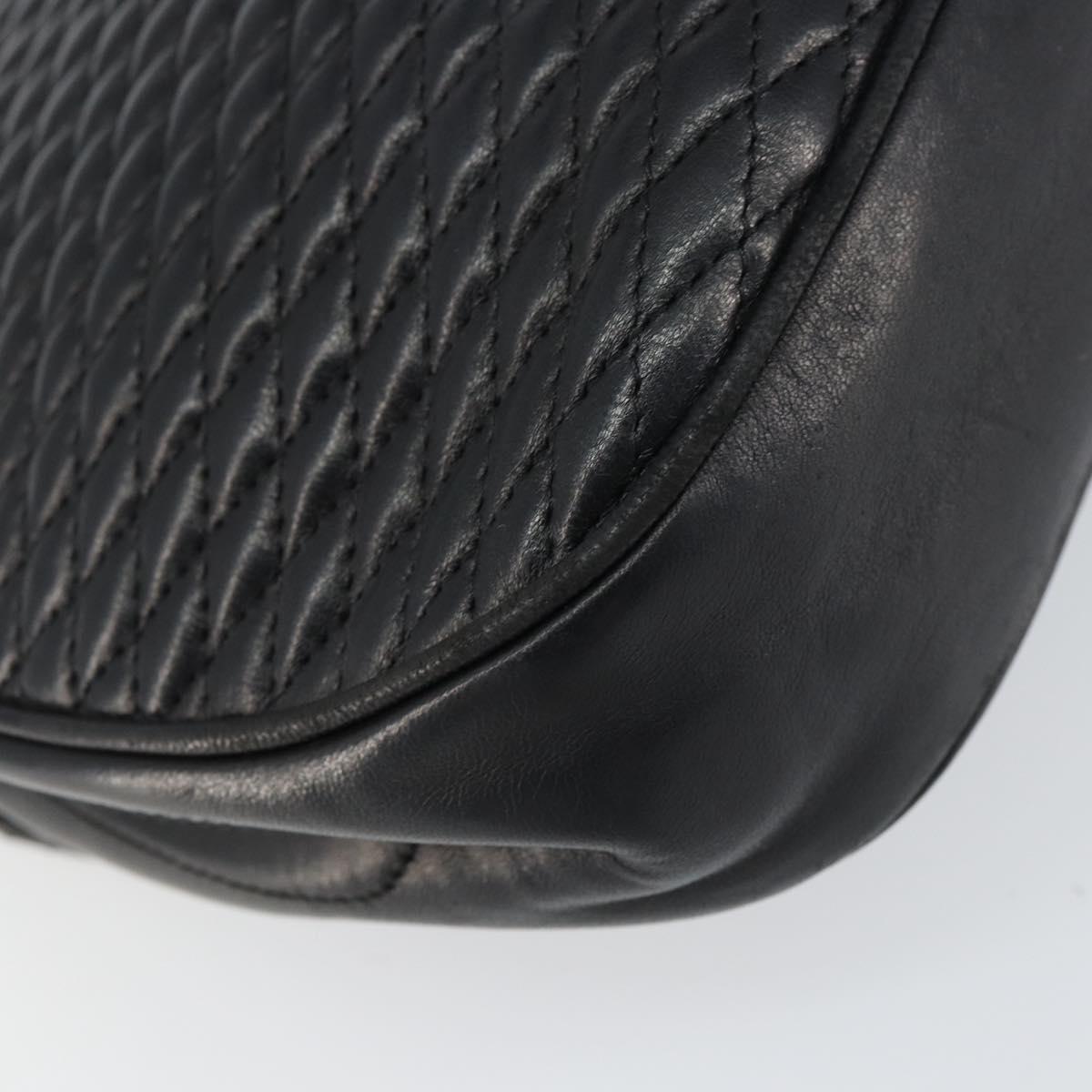 BALLY Chain Shoulder Bag Leather Black Gold Auth 157106