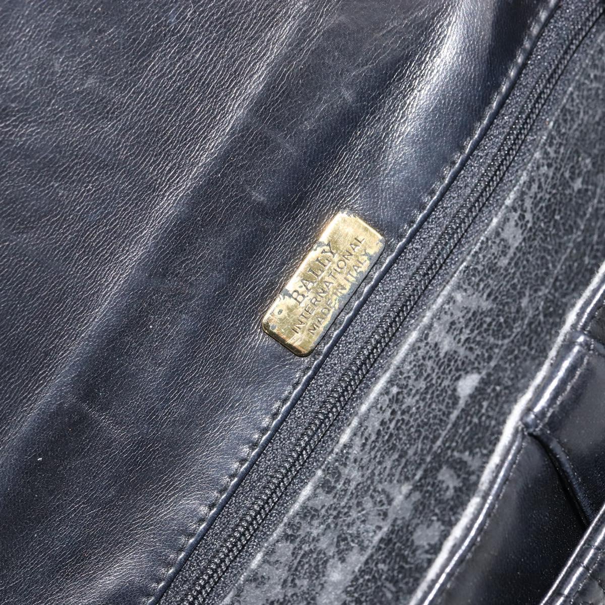 BALLY Chain Shoulder Bag Leather Black Gold Auth 157106