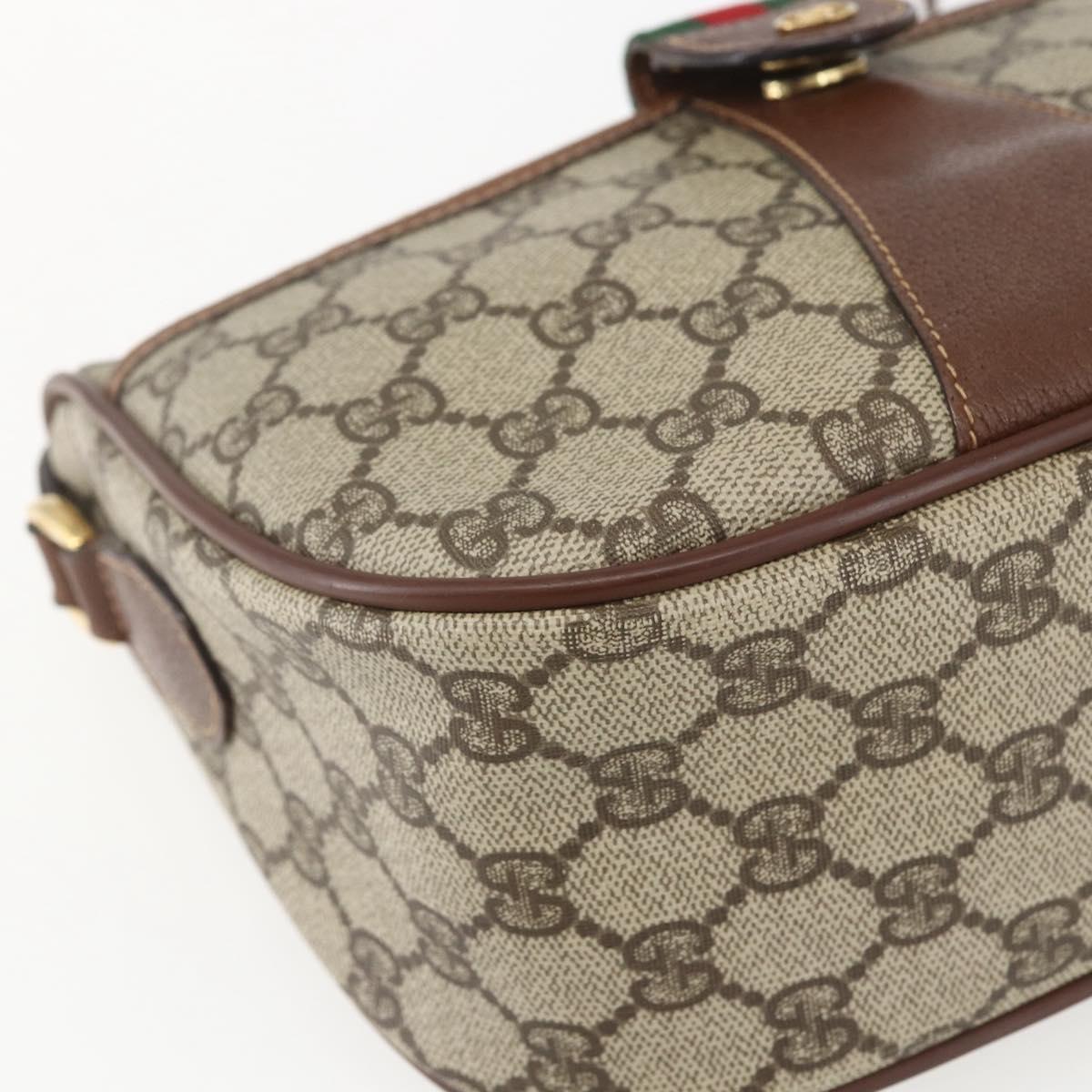 GUCCI GG Supreme Web Sherry Line Bag PVC Beige Gold 001 58 6177 Auth 157107