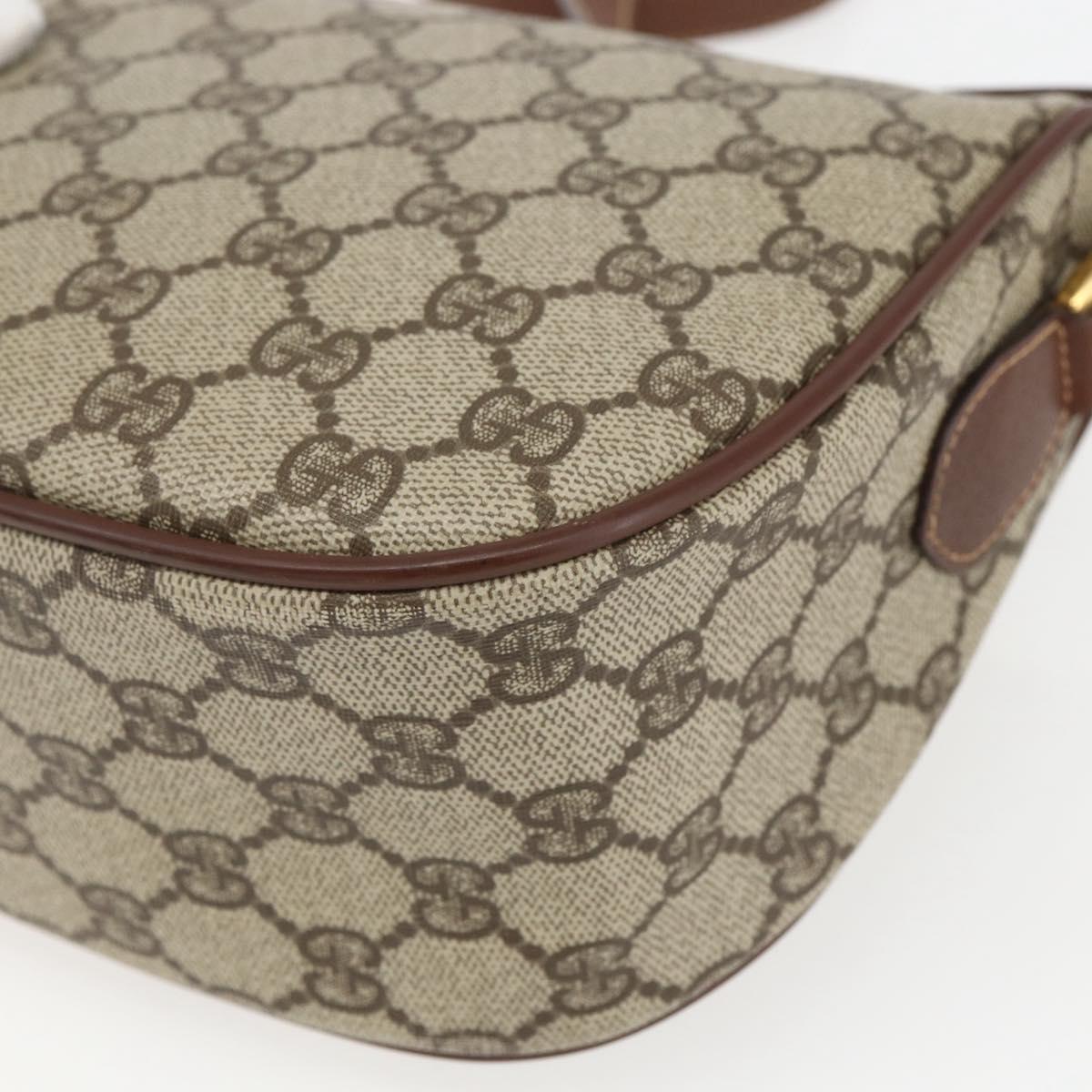 GUCCI GG Supreme Web Sherry Line Bag PVC Beige Gold 001 58 6177 Auth 157107