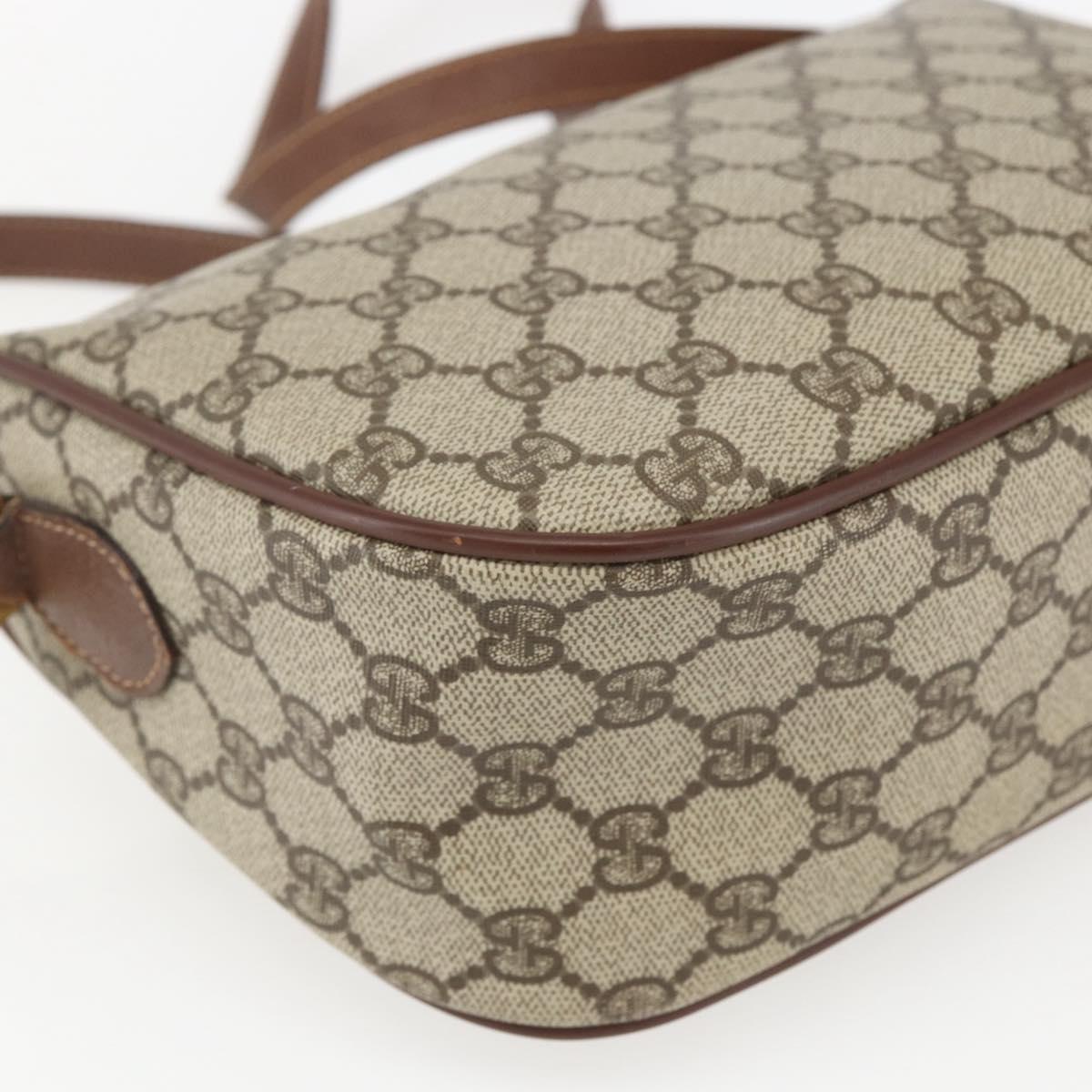 GUCCI GG Supreme Web Sherry Line Bag PVC Beige Gold 001 58 6177 Auth 157107