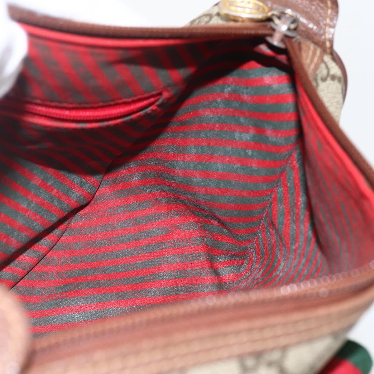 GUCCI GG Supreme Web Sherry Line Bag PVC Beige Gold 001 58 6177 Auth 157107