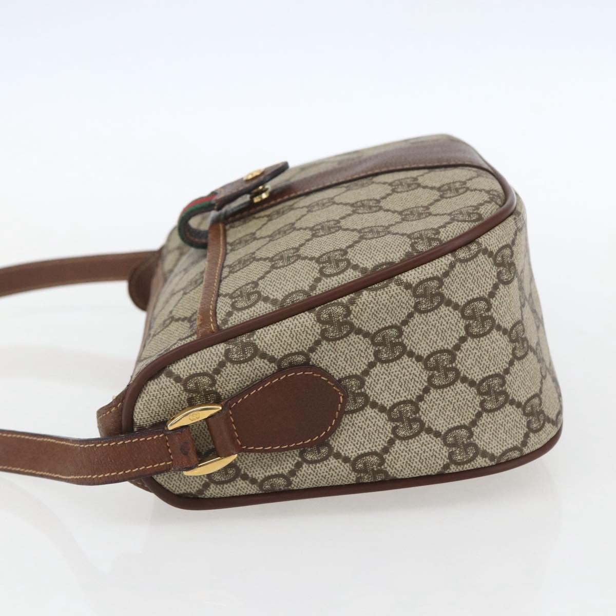 GUCCI GG Supreme Web Sherry Line Bag PVC Beige Gold 001 58 6177 Auth 157107