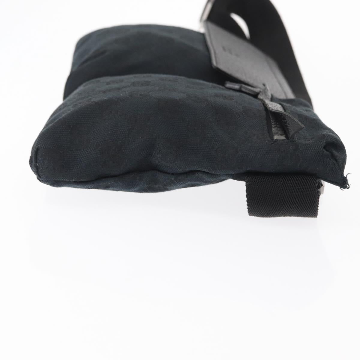 GUCCI GG Canvas Waist bag Black Silver 28566 Auth 157108