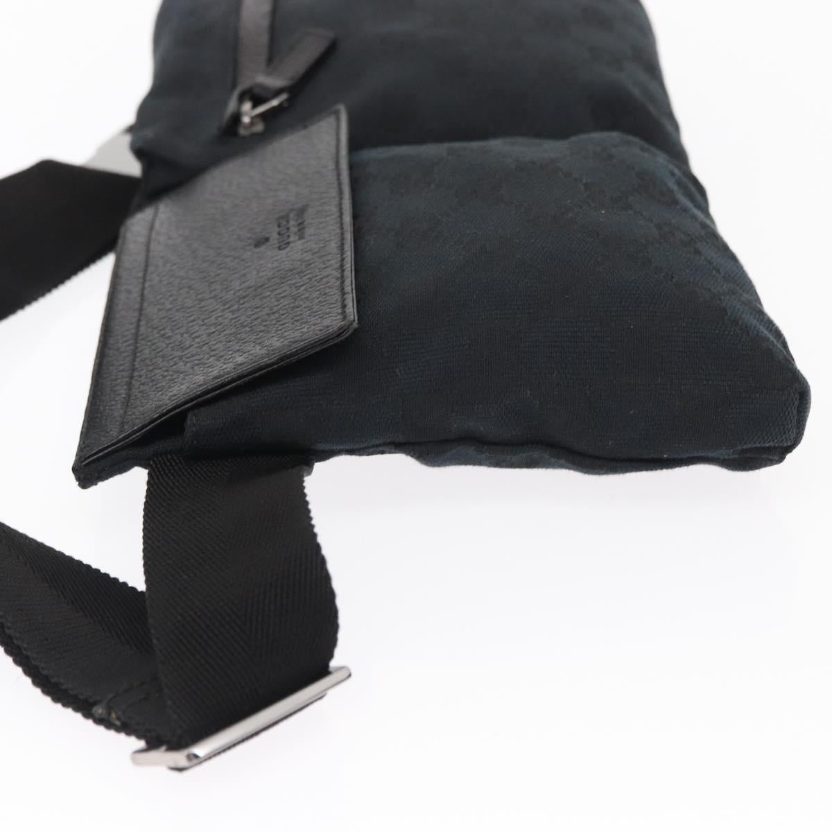 GUCCI GG Canvas Waist bag Black Silver 28566 Auth 157108