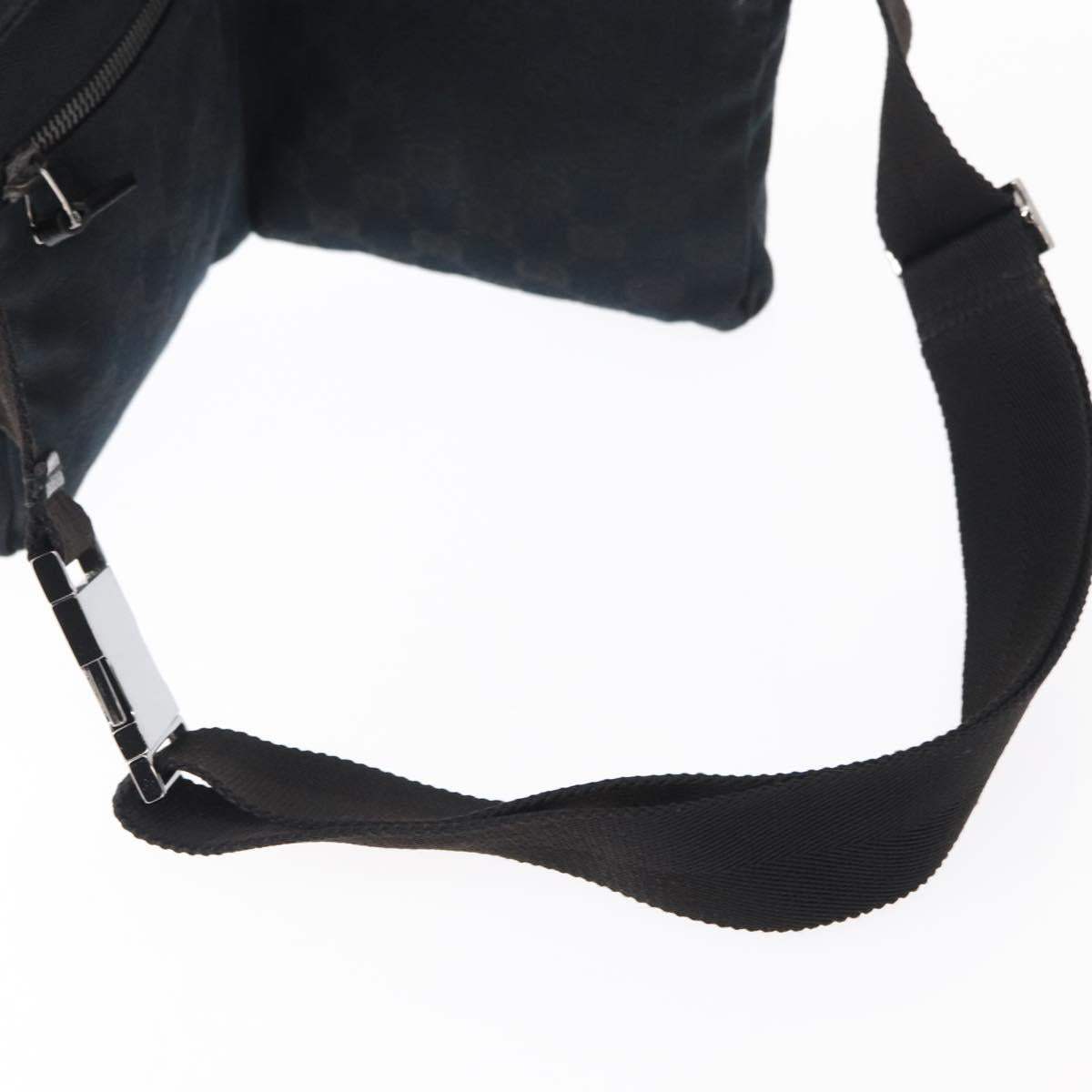 GUCCI GG Canvas Waist bag Black Silver 28566 Auth 157108