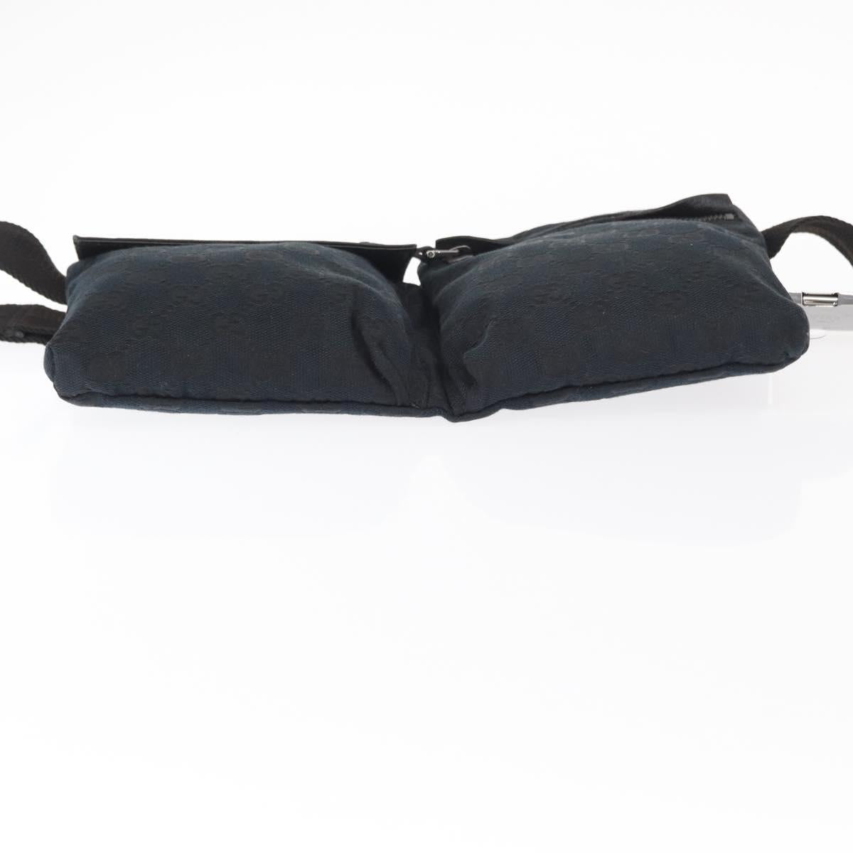 GUCCI GG Canvas Waist bag Black Silver 28566 Auth 157108