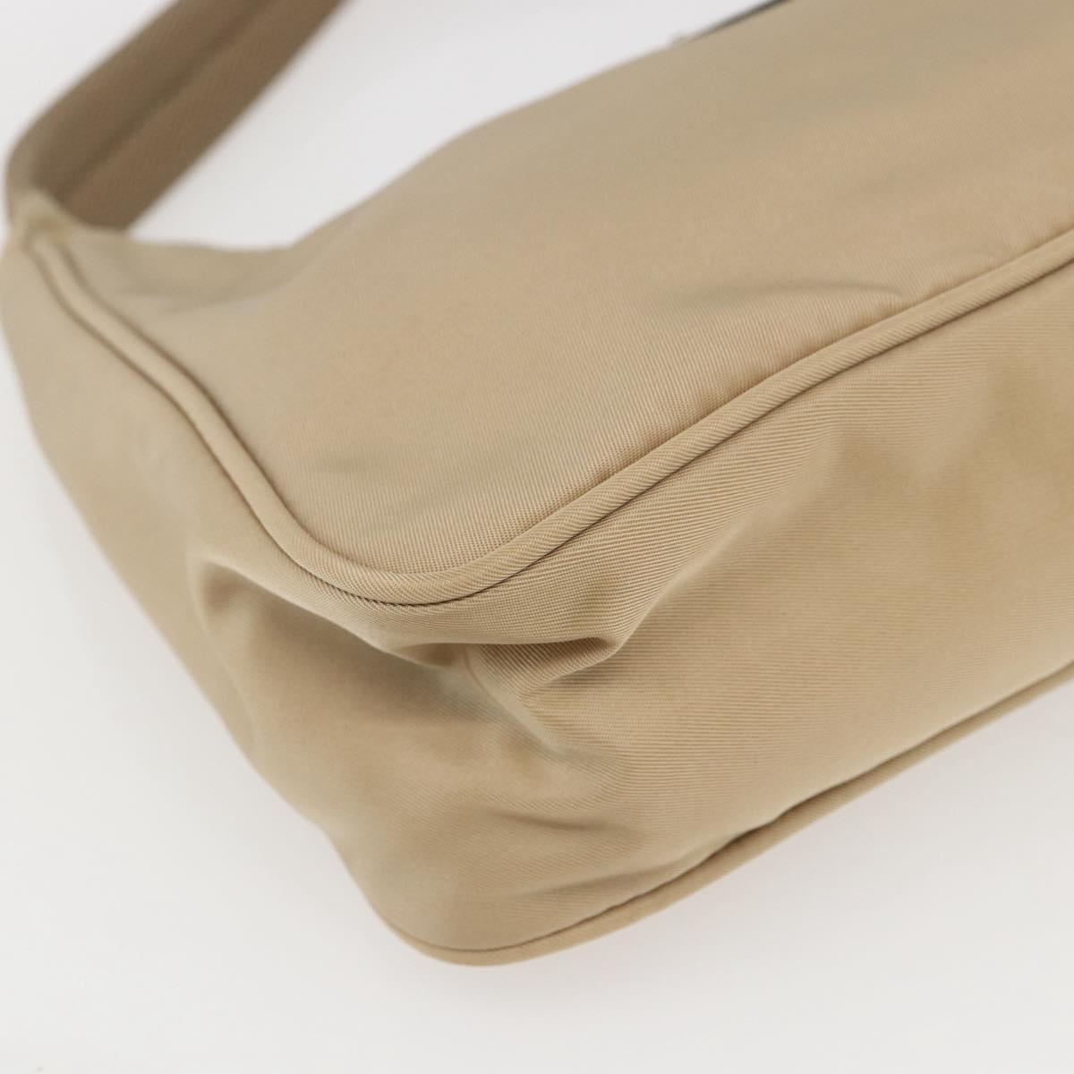 PRADA Hand Bag Nylon Beige Silver Auth 157109V