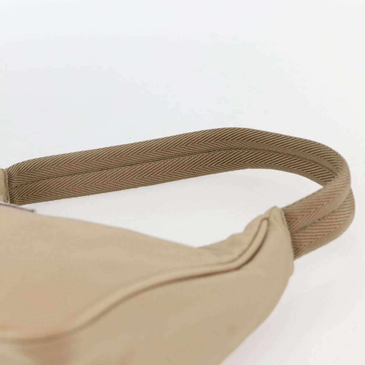 PRADA Hand Bag Nylon Beige Silver Auth 157109V