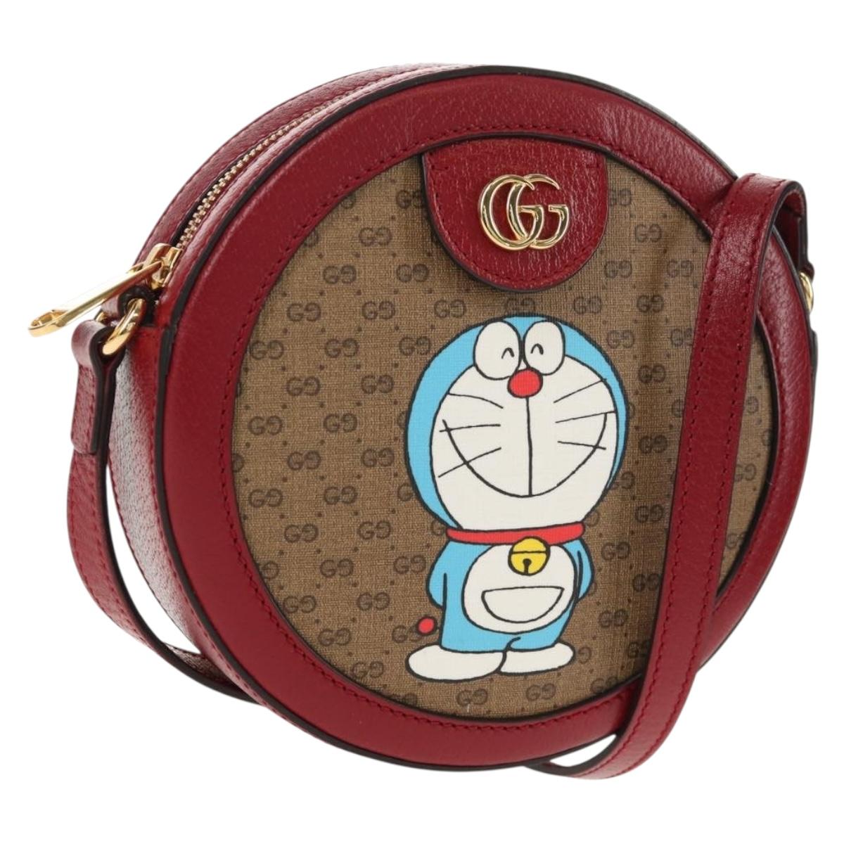 GUCCI Micro GG Supreme Doraemon Collaboration Bag PVC Beige 625216 Auth 157114SM