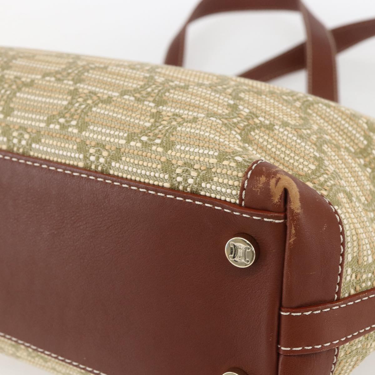 CELINE Paris Macadam Canvas Tote Bag Beige Gold Auth 157115