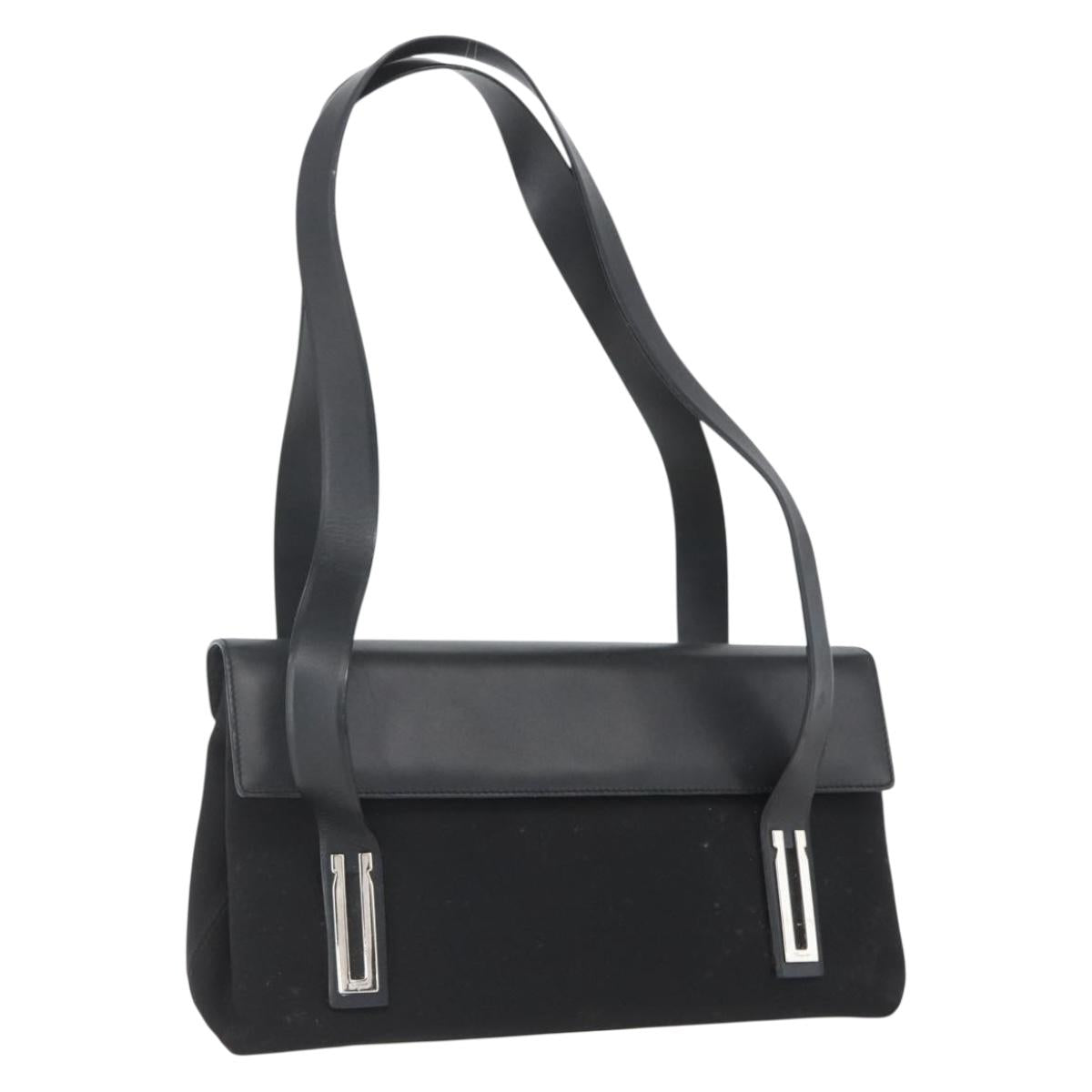 Salvatore Ferragamo Shoulder Bag Canvas Black Silver Auth 157119
