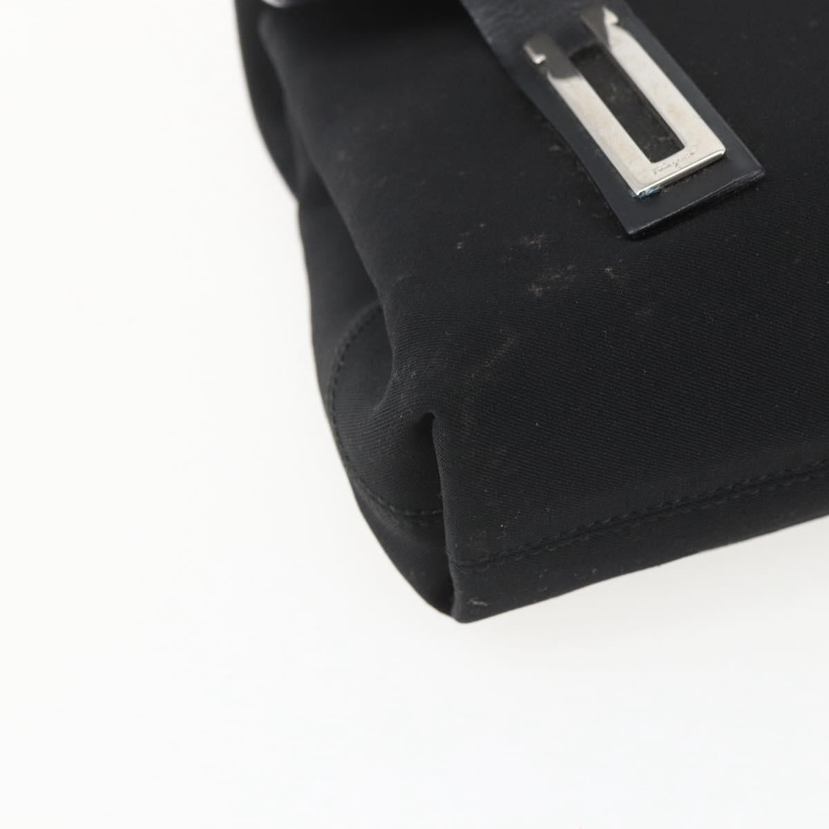 Salvatore Ferragamo Shoulder Bag Canvas Black Silver Auth 157119