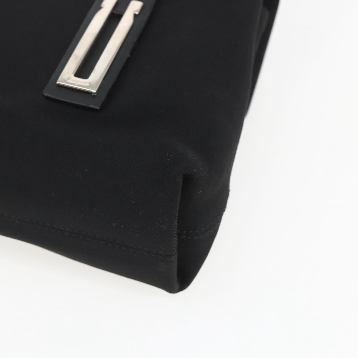 Salvatore Ferragamo Shoulder Bag Canvas Black Silver Auth 157119