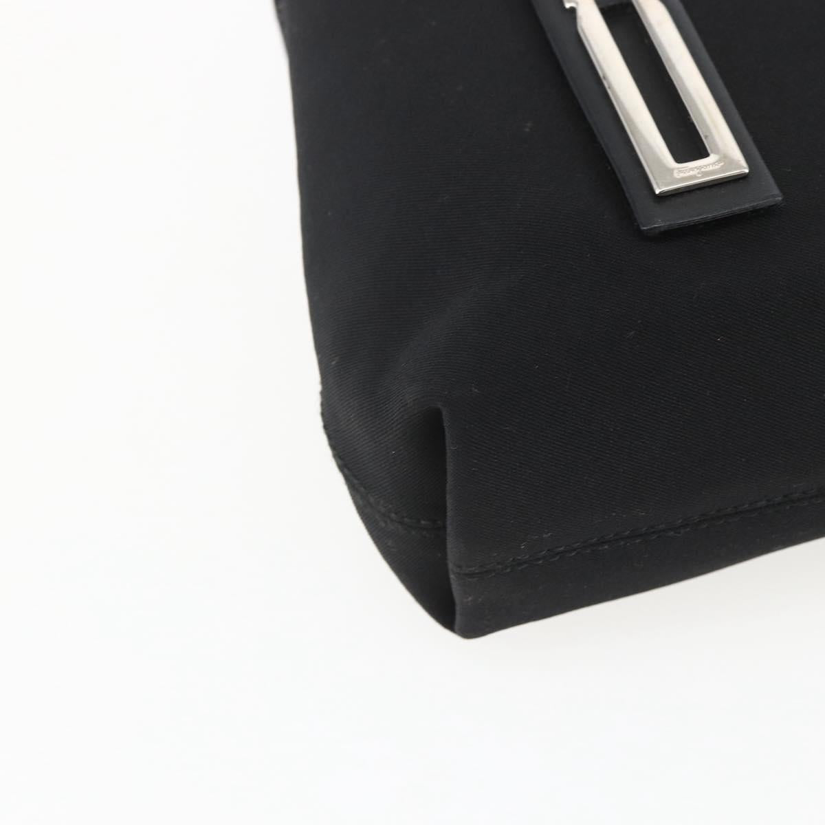 Salvatore Ferragamo Shoulder Bag Canvas Black Silver Auth 157119