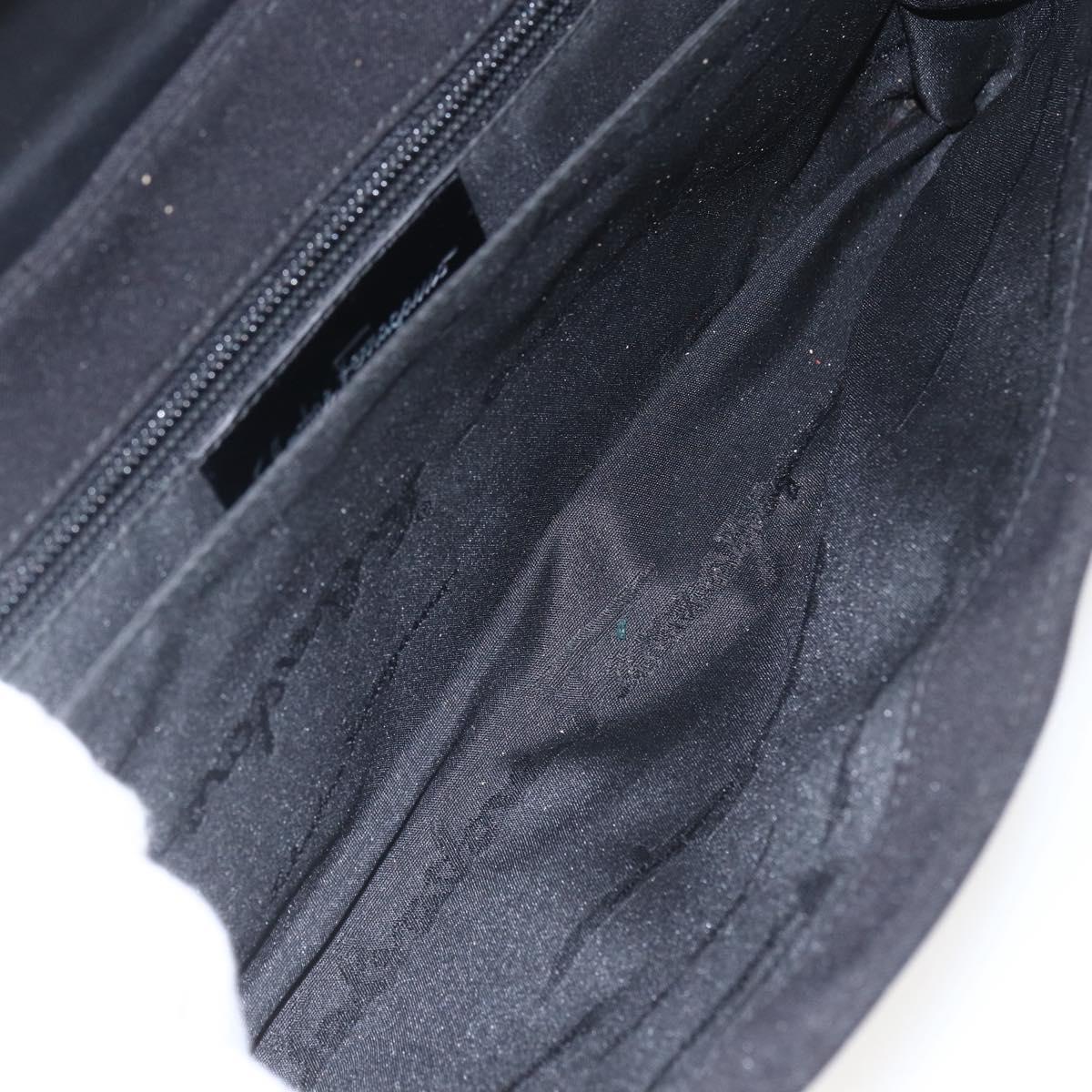 Salvatore Ferragamo Shoulder Bag Canvas Black Silver Auth 157119