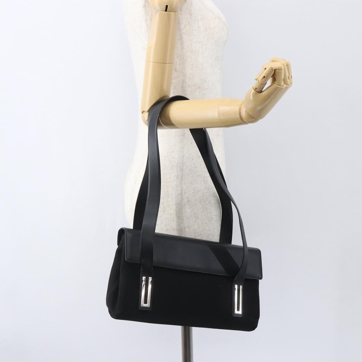 Salvatore Ferragamo Shoulder Bag Canvas Black Silver Auth 157119