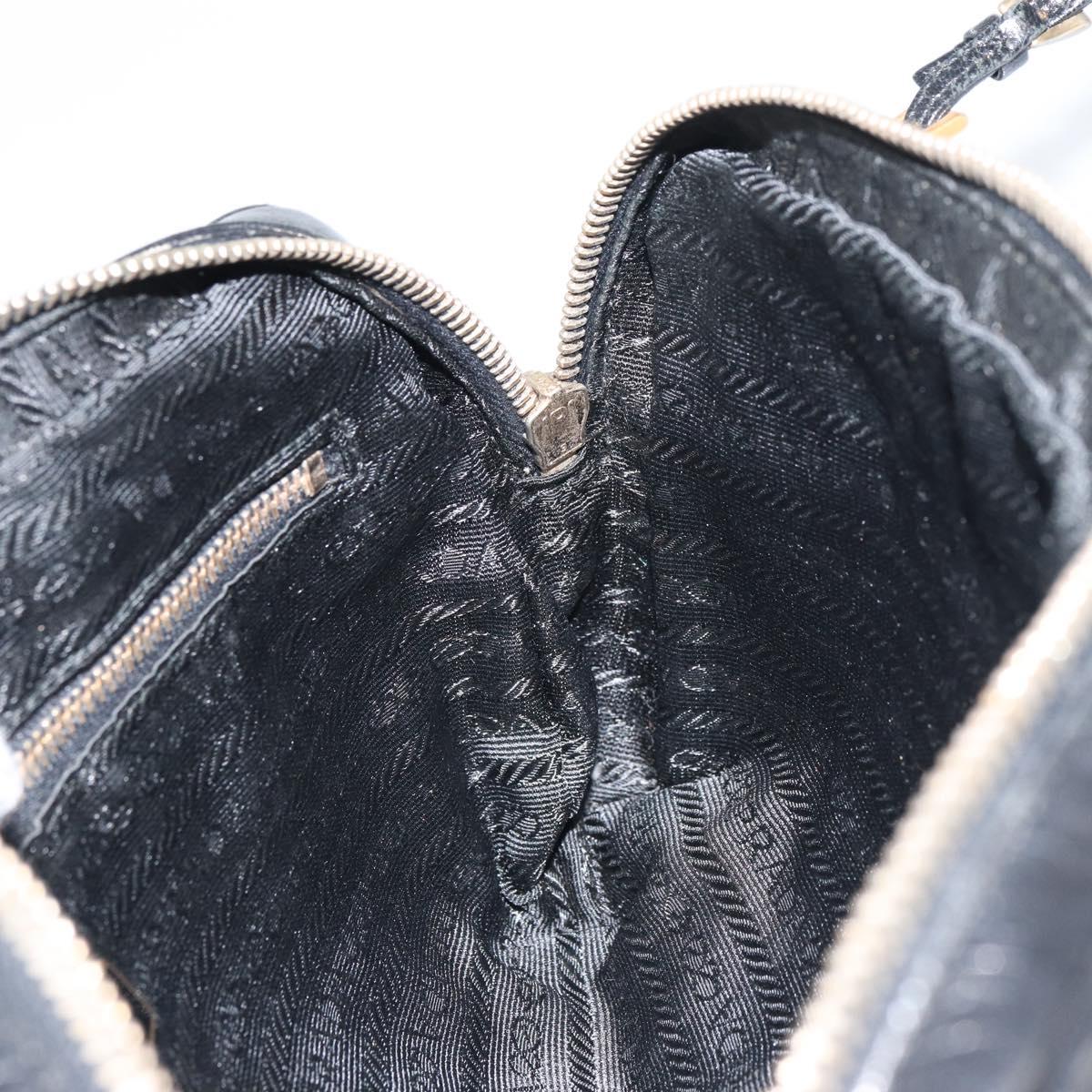 PRADA Hand Bag Nylon Black Gold Auth 157120V