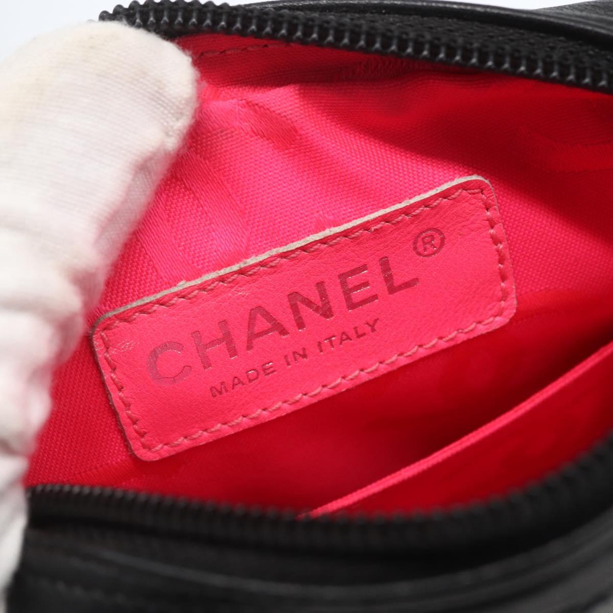 CHANEL Cambon Line Shoulder Bag Leather Silver Black CC Auth 157121SAV