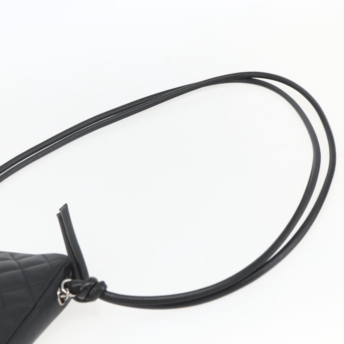 CHANEL Cambon Line Shoulder Bag Leather Silver Black CC Auth 157121SAV