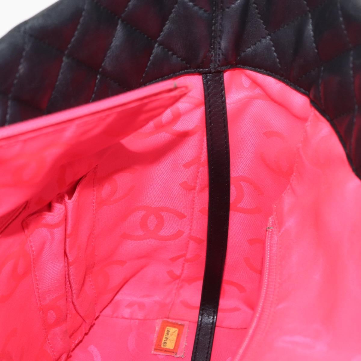 CHANEL Cambon Line Tote Bag Leather Black Silver CC Auth 157122SAV