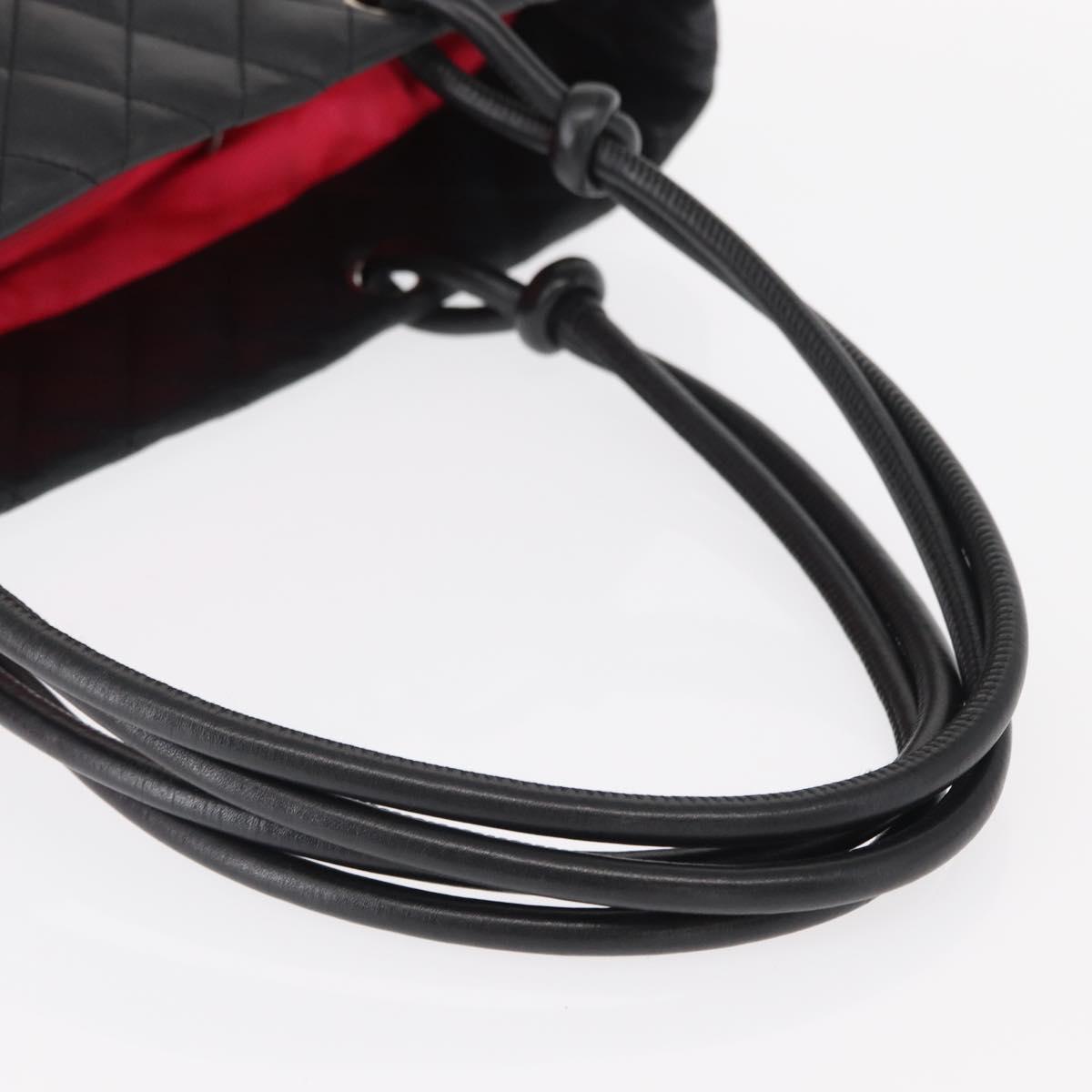 CHANEL Cambon Line Tote Bag Leather Black Silver CC Auth 157122SAV