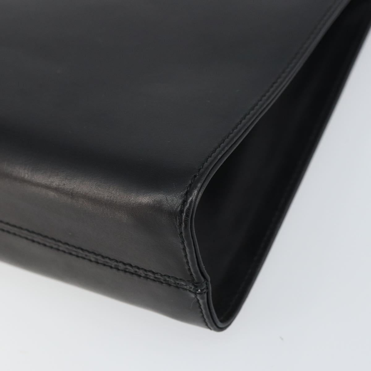 Salvatore Ferragamo Gancini Chain Shoulder Bag Leather Black Gold Auth 157126