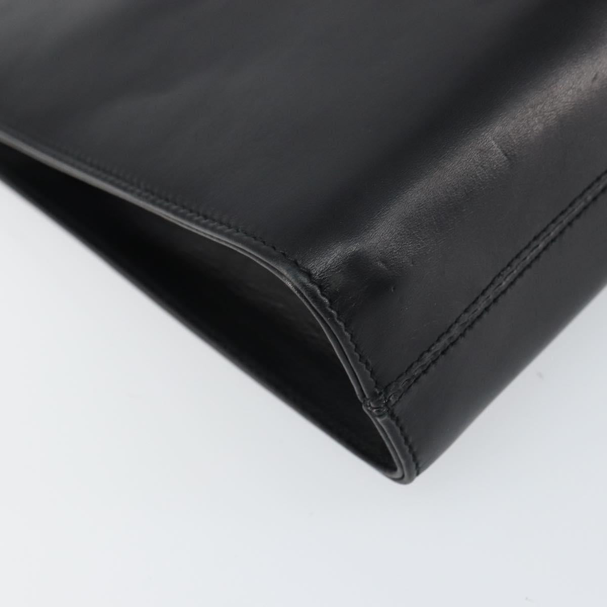 Salvatore Ferragamo Gancini Chain Shoulder Bag Leather Black Gold Auth 157126