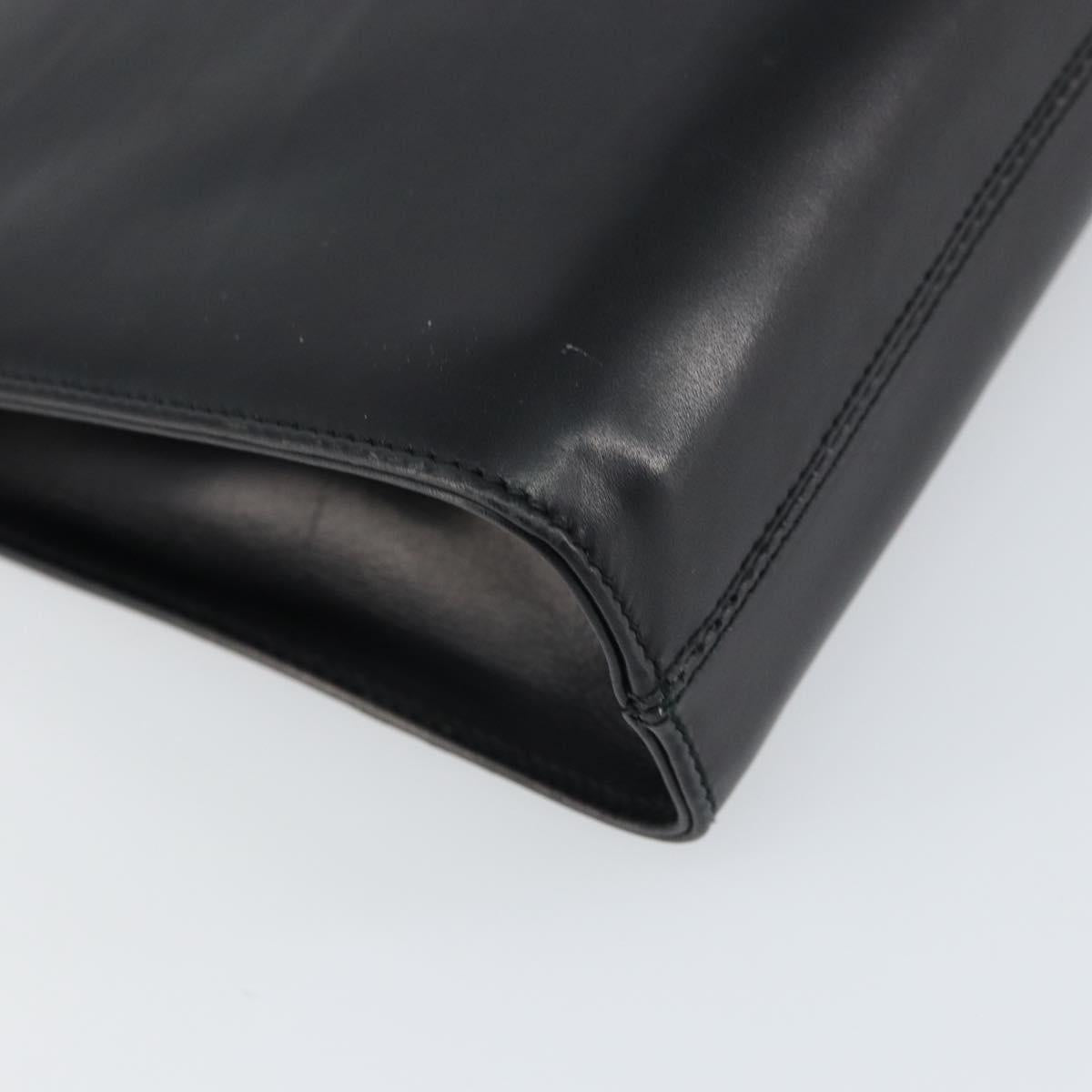 Salvatore Ferragamo Gancini Chain Shoulder Bag Leather Black Gold Auth 157126